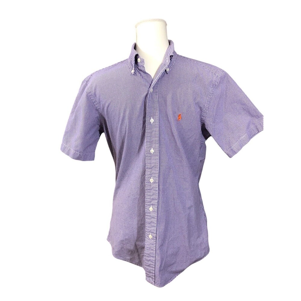 Ralph Lauren Button Down Shirt Boys Purple Small Custom Fit 100% Cotton